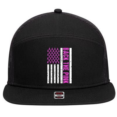 Ribbon Breast Cancer Awareness Flag Gift 7 Panel Mesh Trucker Snapback Hat