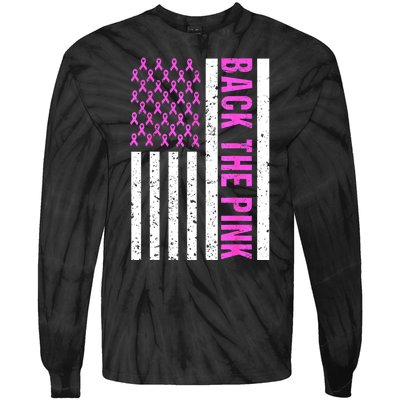 Ribbon Breast Cancer Awareness Flag Gift Tie-Dye Long Sleeve Shirt