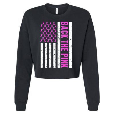 Ribbon Breast Cancer Awareness Flag Gift Cropped Pullover Crew