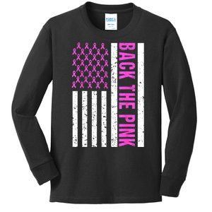 Ribbon Breast Cancer Awareness Flag Gift Kids Long Sleeve Shirt