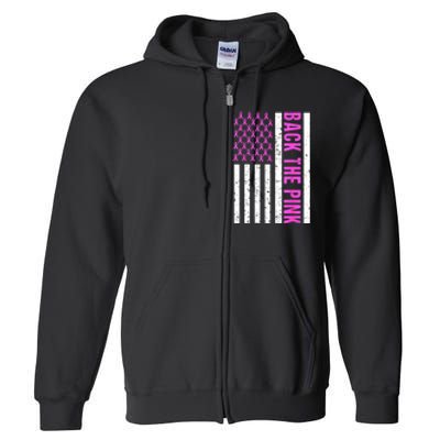 Ribbon Breast Cancer Awareness Flag Gift Full Zip Hoodie