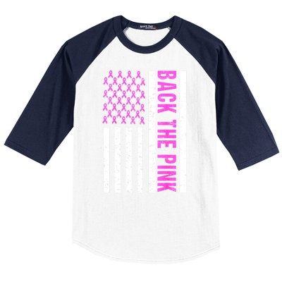 Ribbon Breast Cancer Awareness Flag Gift Baseball Sleeve Shirt