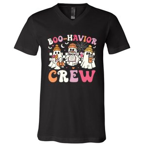 Retro Boohavior Crew Behavior Analyst Halloween Aba Rbt V-Neck T-Shirt