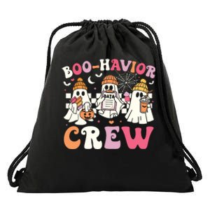 Retro Boohavior Crew Behavior Analyst Halloween Aba Rbt Drawstring Bag