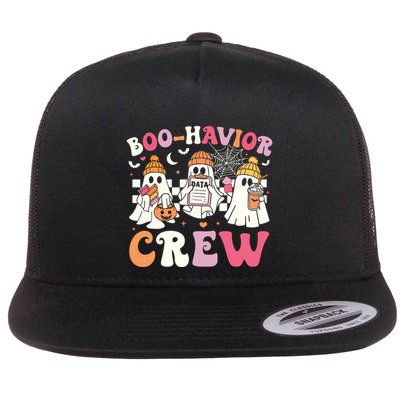 Retro Boohavior Crew Behavior Analyst Halloween Aba Rbt Flat Bill Trucker Hat