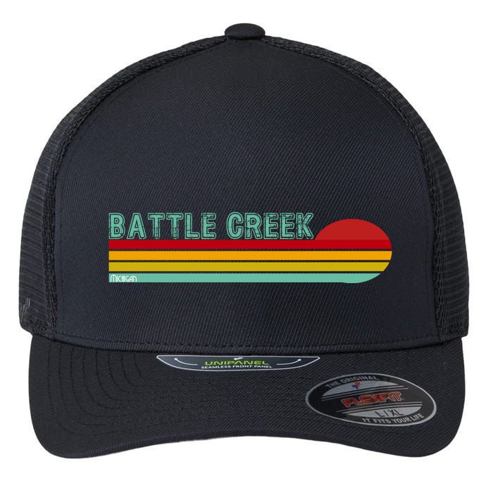 Retro Battle Creek Michigan Flexfit Unipanel Trucker Cap