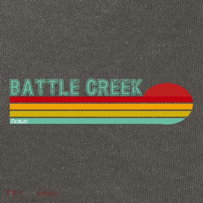 Retro Battle Creek Michigan Cotton Canvas Backpack