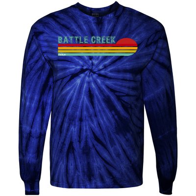 Retro Battle Creek Michigan Tie-Dye Long Sleeve Shirt