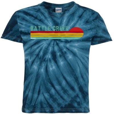 Retro Battle Creek Michigan Kids Tie-Dye T-Shirt