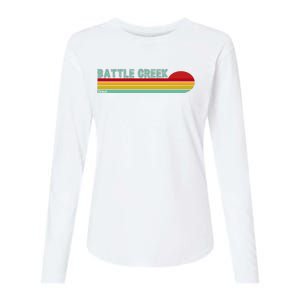 Retro Battle Creek Michigan Womens Cotton Relaxed Long Sleeve T-Shirt