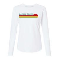 Retro Battle Creek Michigan Womens Cotton Relaxed Long Sleeve T-Shirt