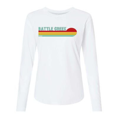 Retro Battle Creek Michigan Womens Cotton Relaxed Long Sleeve T-Shirt