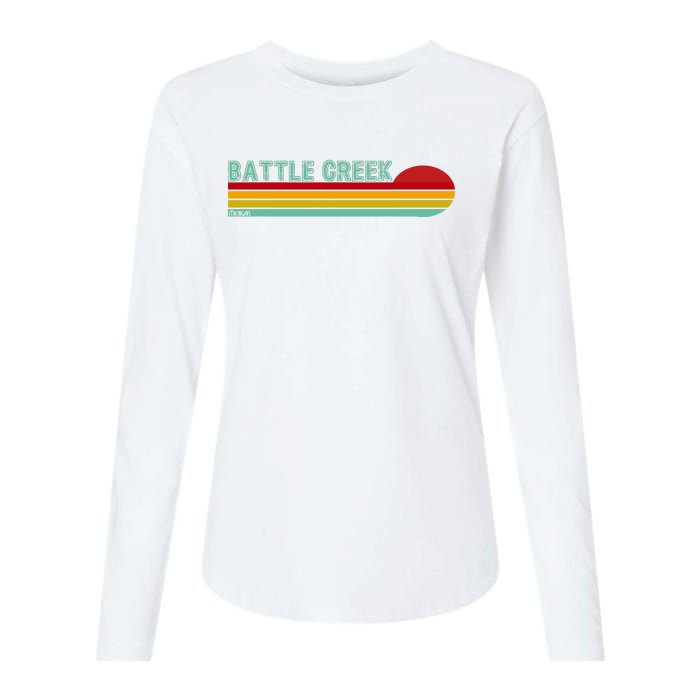 Retro Battle Creek Michigan Womens Cotton Relaxed Long Sleeve T-Shirt