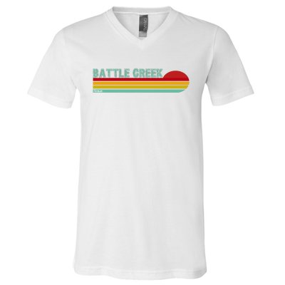 Retro Battle Creek Michigan V-Neck T-Shirt