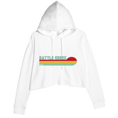 Retro Battle Creek Michigan Crop Fleece Hoodie