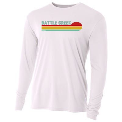 Retro Battle Creek Michigan Cooling Performance Long Sleeve Crew