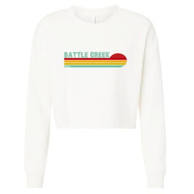 Retro Battle Creek Michigan Cropped Pullover Crew