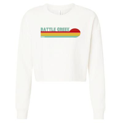 Retro Battle Creek Michigan Cropped Pullover Crew