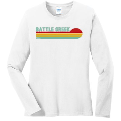 Retro Battle Creek Michigan Ladies Long Sleeve Shirt