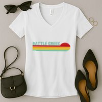 Retro Battle Creek Michigan Women's V-Neck T-Shirt