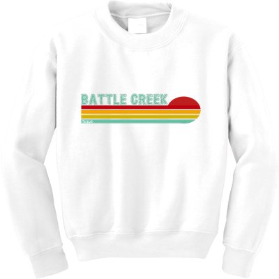 Retro Battle Creek Michigan Kids Sweatshirt
