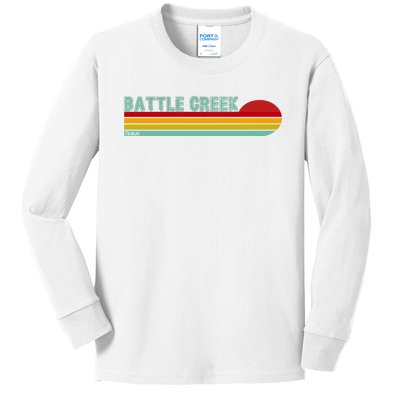 Retro Battle Creek Michigan Kids Long Sleeve Shirt