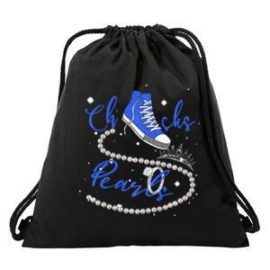 Royal Blue Chucks And Pearls Premium Drawstring Bag