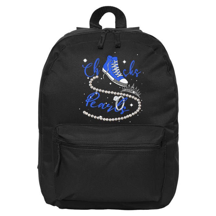 Royal Blue Chucks And Pearls Premium 16 in Basic Backpack