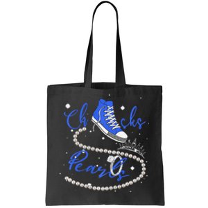 Royal Blue Chucks And Pearls Premium Tote Bag