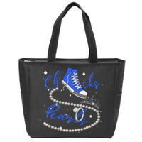 Royal Blue Chucks And Pearls Premium Zip Tote Bag