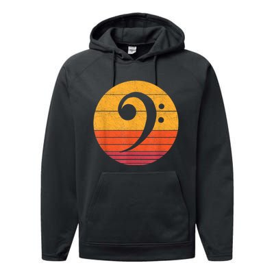 Retro Bass Clef Notes Musical Note Vintage Style Music Performance Fleece Hoodie