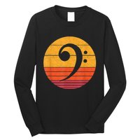 Retro Bass Clef Notes Musical Note Vintage Style Music Long Sleeve Shirt