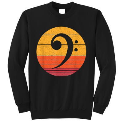 Retro Bass Clef Notes Musical Note Vintage Style Music Sweatshirt