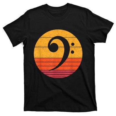 Retro Bass Clef Notes Musical Note Vintage Style Music T-Shirt