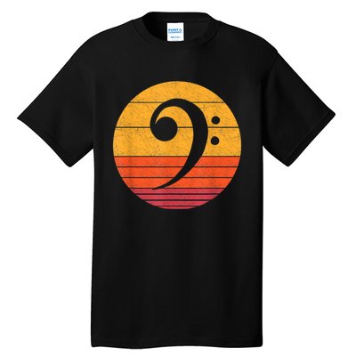 Retro Bass Clef Notes Musical Note Vintage Style Music Tall T-Shirt