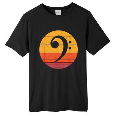 Retro Bass Clef Notes Musical Note Vintage Style Music Tall Fusion ChromaSoft Performance T-Shirt