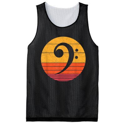 Retro Bass Clef Notes Musical Note Vintage Style Music Mesh Reversible Basketball Jersey Tank