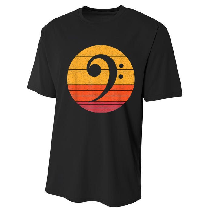 Retro Bass Clef Notes Musical Note Vintage Style Music Performance Sprint T-Shirt