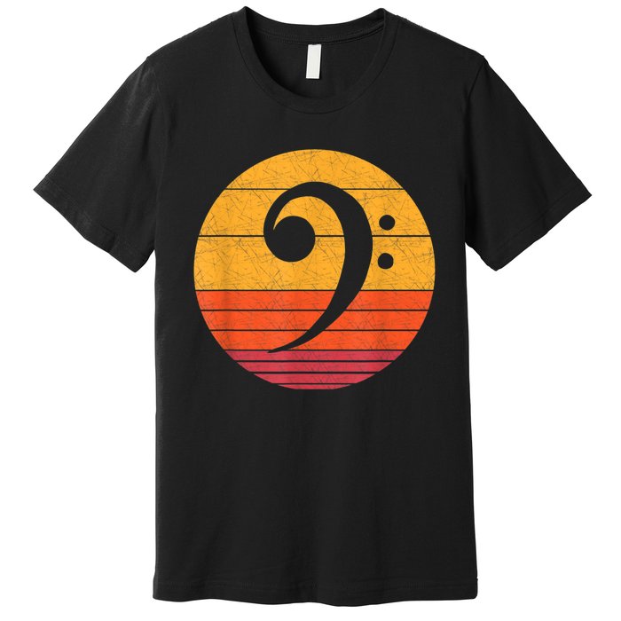 Retro Bass Clef Notes Musical Note Vintage Style Music Premium T-Shirt