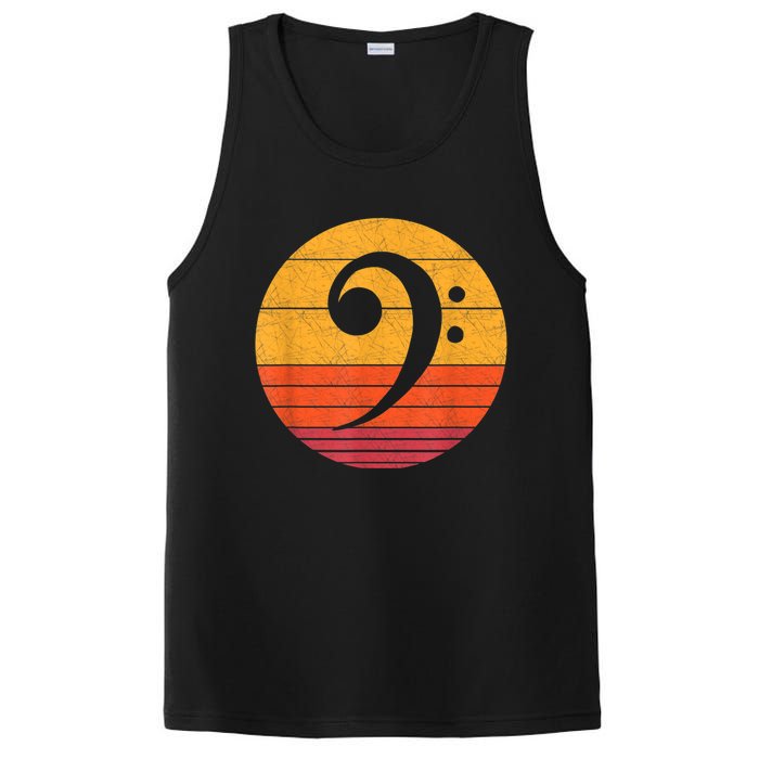 Retro Bass Clef Notes Musical Note Vintage Style Music PosiCharge Competitor Tank