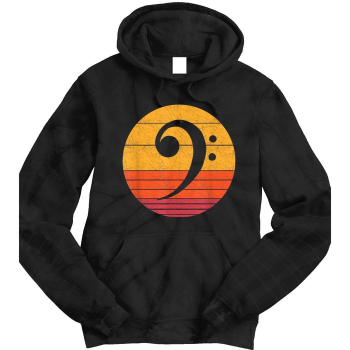 Retro Bass Clef Notes Musical Note Vintage Style Music Tie Dye Hoodie