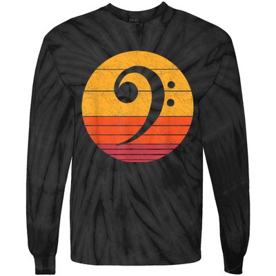 Retro Bass Clef Notes Musical Note Vintage Style Music Tie-Dye Long Sleeve Shirt