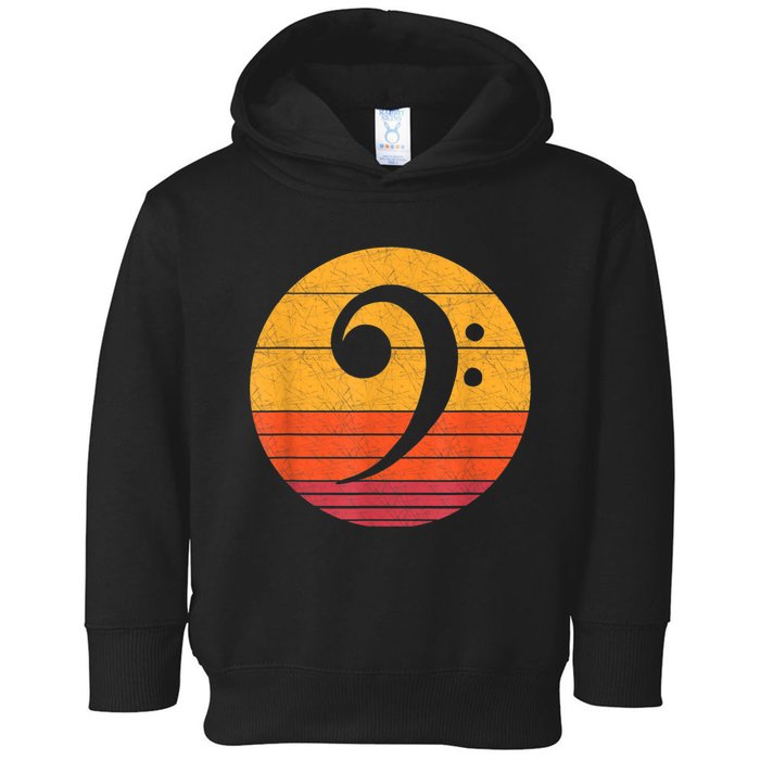 Retro Bass Clef Notes Musical Note Vintage Style Music Toddler Hoodie