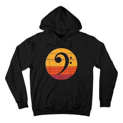 Retro Bass Clef Notes Musical Note Vintage Style Music Tall Hoodie