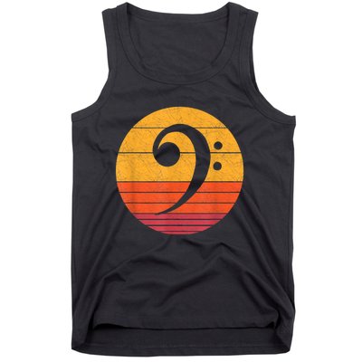 Retro Bass Clef Notes Musical Note Vintage Style Music Tank Top