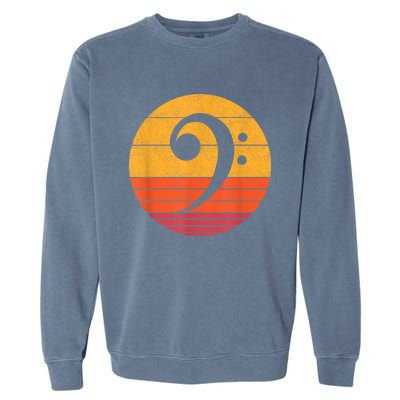 Retro Bass Clef Notes Musical Note Vintage Style Music Garment-Dyed Sweatshirt