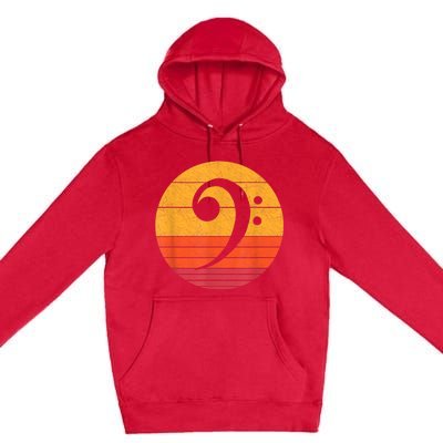 Retro Bass Clef Notes Musical Note Vintage Style Music Premium Pullover Hoodie