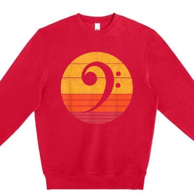 Retro Bass Clef Notes Musical Note Vintage Style Music Premium Crewneck Sweatshirt