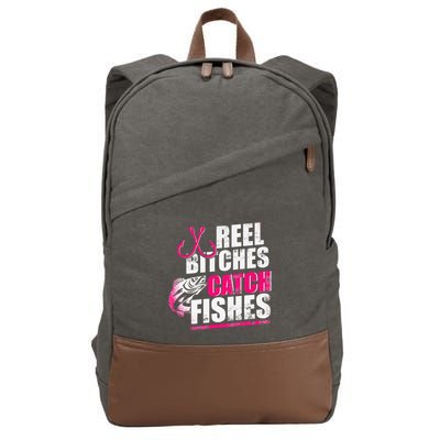 Reel Bitches Catch Fishes Funny Fishing Cotton Canvas Backpack