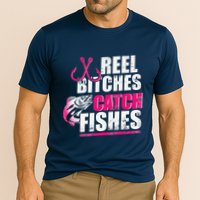 Reel Bitches Catch Fishes Funny Fishing Cooling Performance Crew T-Shirt
